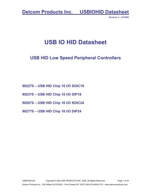 USB IO HID Datasheet - Delcom Products Inc.