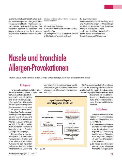 Nasale und bronchiale Allergen-Provokationen