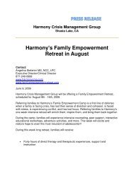 Harmony's Family Empowerment Retreat in August - Troubled Teen ...