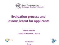 Evaluation process and lessons learnt for applicants