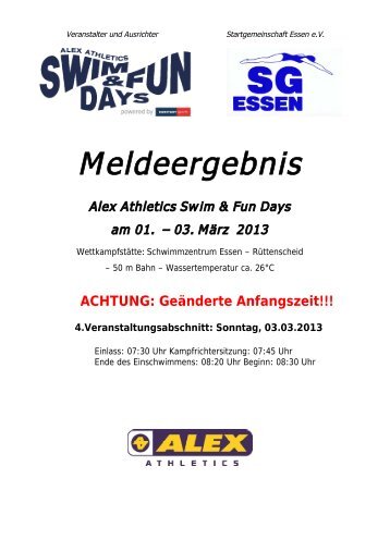 Abschnitt 4 - Swim & Fun Days - SG Essen