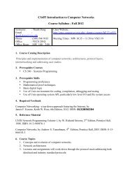 CS455 Introduction to Computer Networks Course Syllabus - Fall 2012