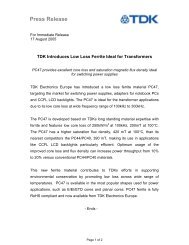 Download Press Release - TDK Electronics Europe GmbH