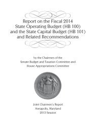 Report on the Fiscal 2014 State Operating Budget - Maryland ...