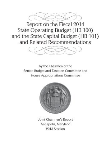 Report on the Fiscal 2014 State Operating Budget - Maryland ...