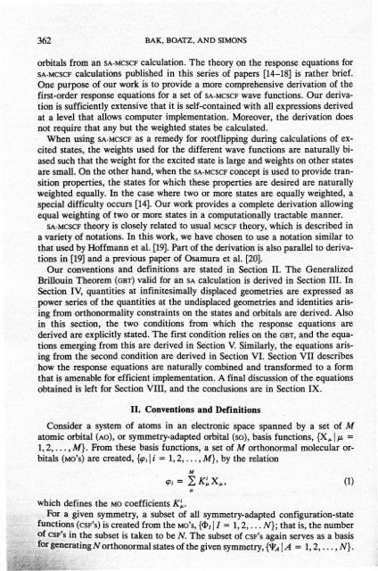 First-Order Geometrical Response Equations for State ... - Jack Simons