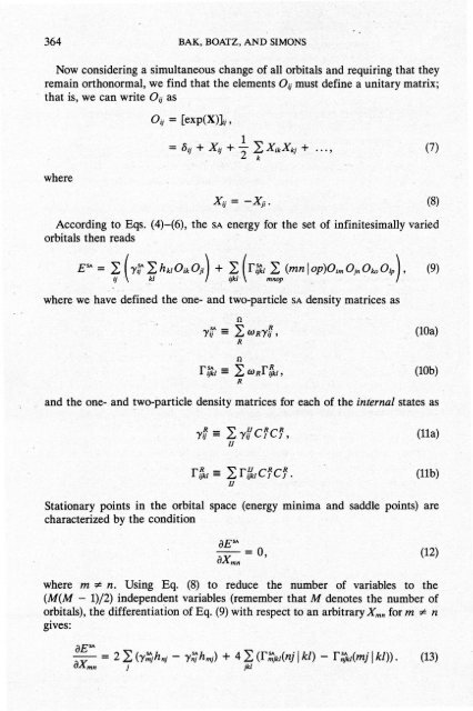 First-Order Geometrical Response Equations for State ... - Jack Simons