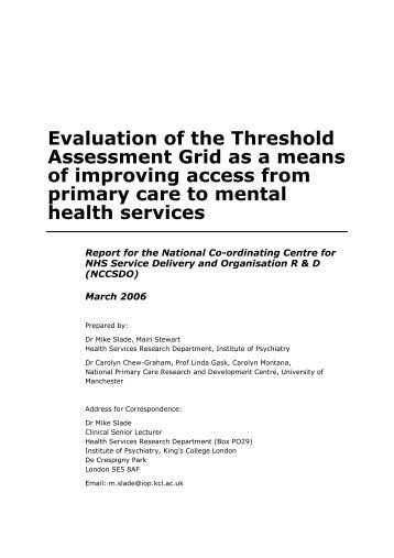 Evaluation of the Threshold Assessment Grid as a means ... - NETSCC