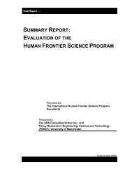 General Review of the HFSP 1996 - Summary - Human Frontier ...