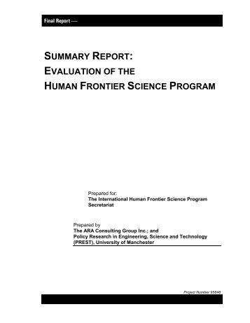 General Review of the HFSP 1996 - Summary - Human Frontier ...