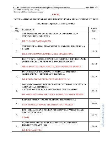 EXCEL INTERNATIONAL JOURNAL OF MULTIDISCIPLINARY ...