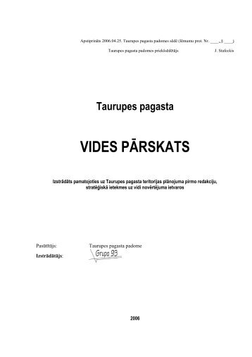 Taurupes pagasta VIDES PÄRSKATS - RÄ«gas PlÄnoÅ¡anas ReÄ£ions