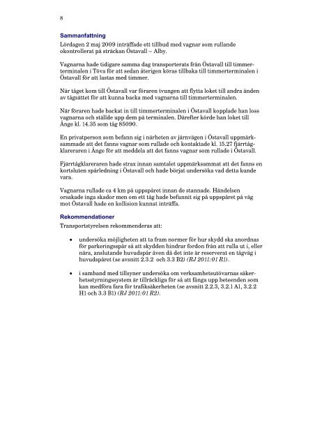 Rapport RJ 2011:01 - Statens Haverikommission