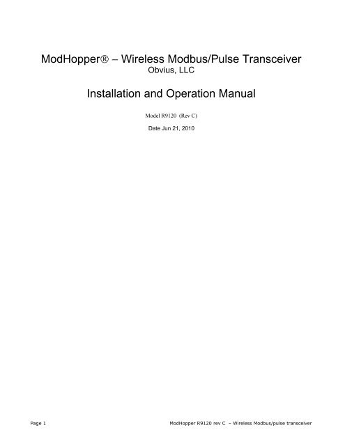 Obvius ModHopper Wireless Pulse Transceiver R9120-3 Power Supply Tested! 