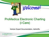 ProMedica Electronic Charting (i-Care)