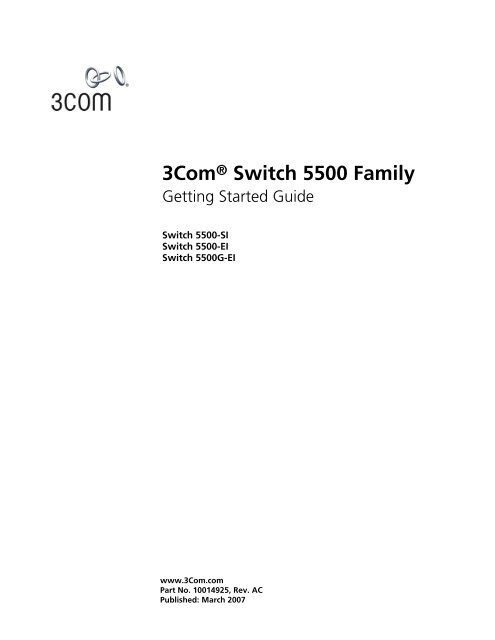 3Com Switch 5500 Family getting started Guide - HP Networking