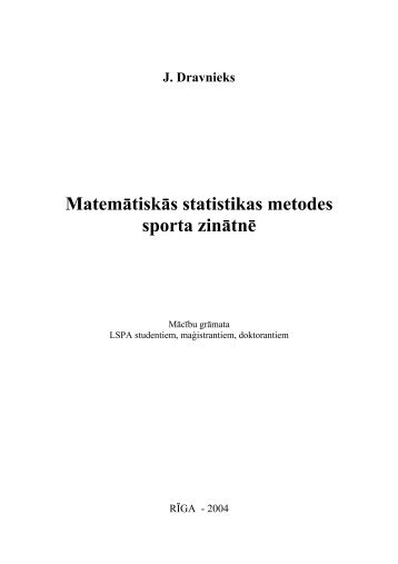 Matemātiskās statistikas metodes sporta zinātnē