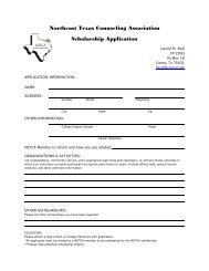 Northeast Texas Counseling Association Scholarship Application