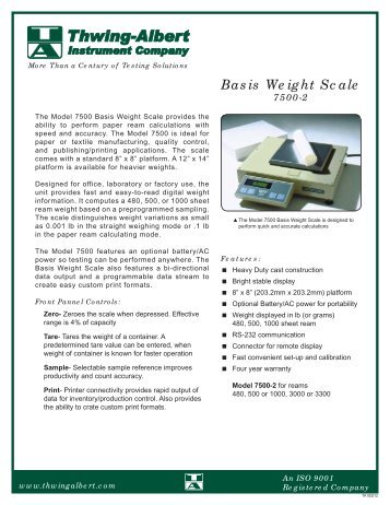 Basis Weight Scale - Thwing-Albert Instrument Co