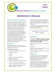 Fact Sheet: Alzheimer's disease - Mental Health Research Institute