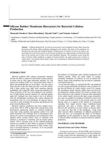 Silicone Rubber Membrane Bioreactors for Bacterial Cellulose ...
