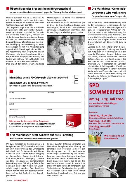 Der Rote Bote - Juli 2010 - SPD Mainhausen