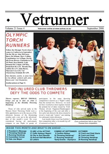 OLYMPIC TORCH RUNNERS - ACT Veterans Athletics Club