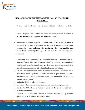 recomendaciones ante la recepcion de una ... - Registro Nacional