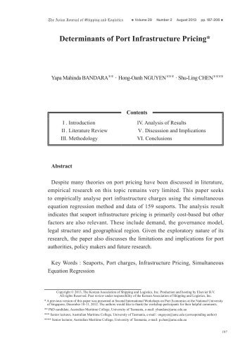 Determinants of Port Infrastructure Pricing* - Ajsl.info