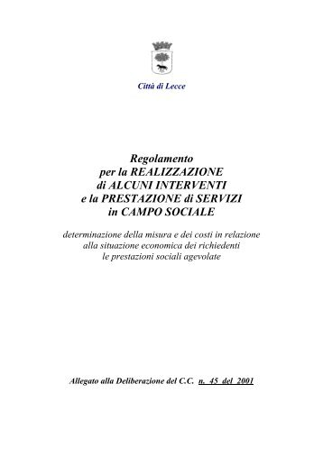 Reg. prestazioni di servizi sociali - Comune di Lecce