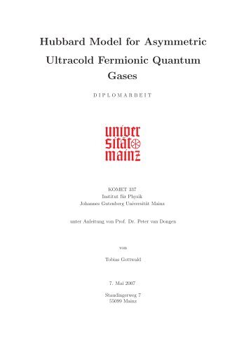 Hubbard Model for Asymmetric Ultracold Fermionic ... - KOMET 337