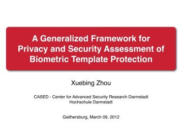 Biometric Template Protection - NIST Visual Image Processing Group