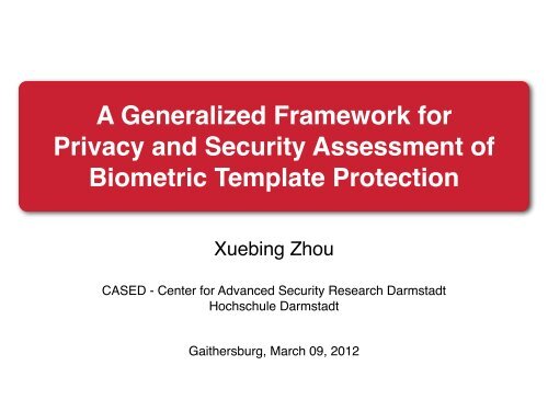 Biometric Template Protection - NIST Visual Image Processing Group