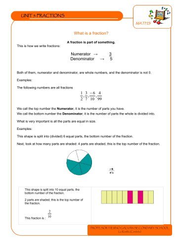 What is a fraction? Numerator â 3 Denominator â 5