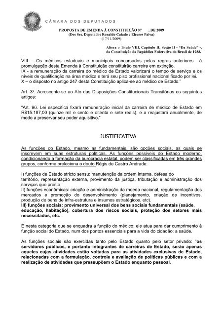 PROPOSTA DE EMENDA À CONSTITUIÇÃO Nº , DE 2009 (Dos Srs ...