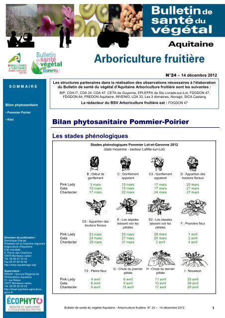 Bilan phytosanitaire Pommier-Poirier - chambre rÃ©gionale d'aquitaine