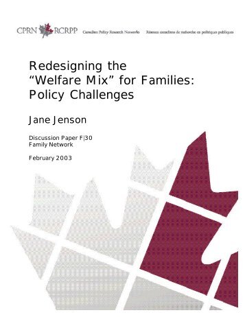 Redesigning the “Welfare Mix” for Families: Policy Challenges
