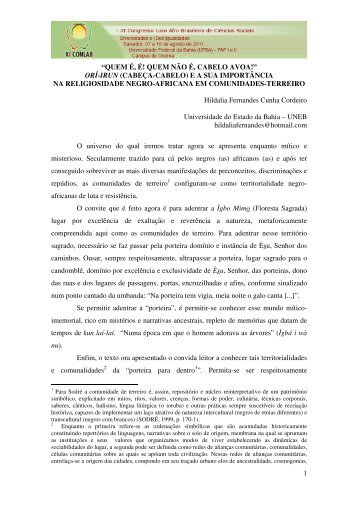 quem ÃƒÂ©, ÃƒÂ©! quem nÃƒÂ£o ÃƒÂ©, cabelo avoa! - XI Congresso Luso Afro ...