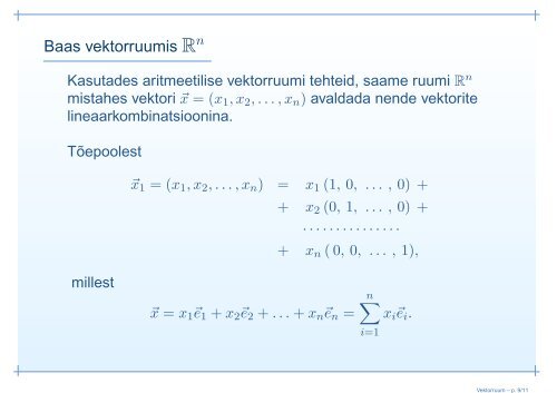 Vektorruumi baas ja mõõde