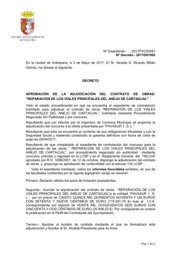 Documento en Decreto - Ayuntamiento de Antequera