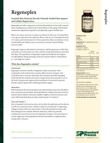 Regeneplex Product Detail Sheet - Standard Process