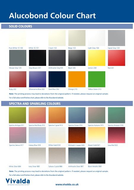 Alucobond Color Chart