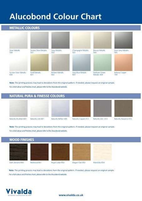 Alucobond Color Chart