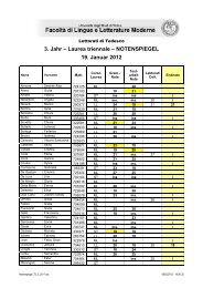 III. anno trien. - Lettorati di Tedesco