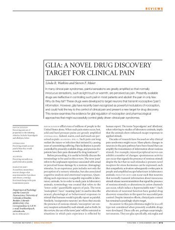 GLIA: A NOVEL DRUG DISCOVERY TARGET FOR CLINICAL PAIN