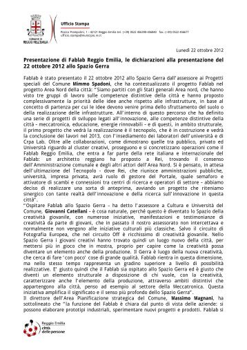 Presentazione Fablab - Dichiarazioni.pdf - Comune di Reggio Emilia