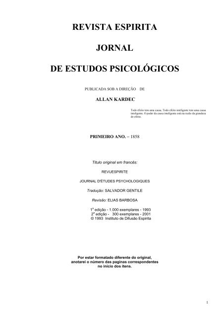 revista espirita jornal de estudos psicolÃ³gicos - OpiniÃ£o EspÃrita