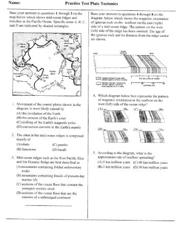 Plate Tectonics Practice Test - Red Hook Central School District