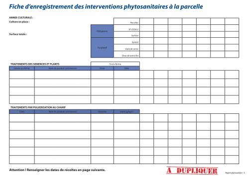 Registre phytosanitaire - Chambre d'agriculture