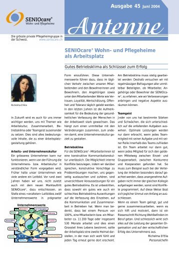 Ausgabe 45 Juni 2004 SENIOcare® Wohn- und Pflegeheime als ...